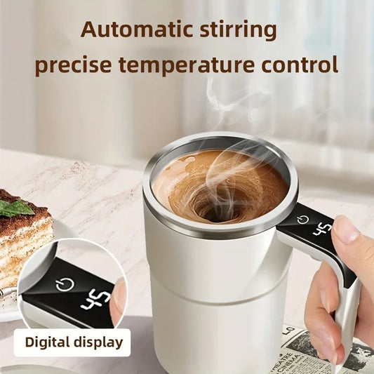 Smart Self-Stirring Coffee Mug with LED Temperature Display – USB Rechargeable Magnetic Mixing Cup (380ML)