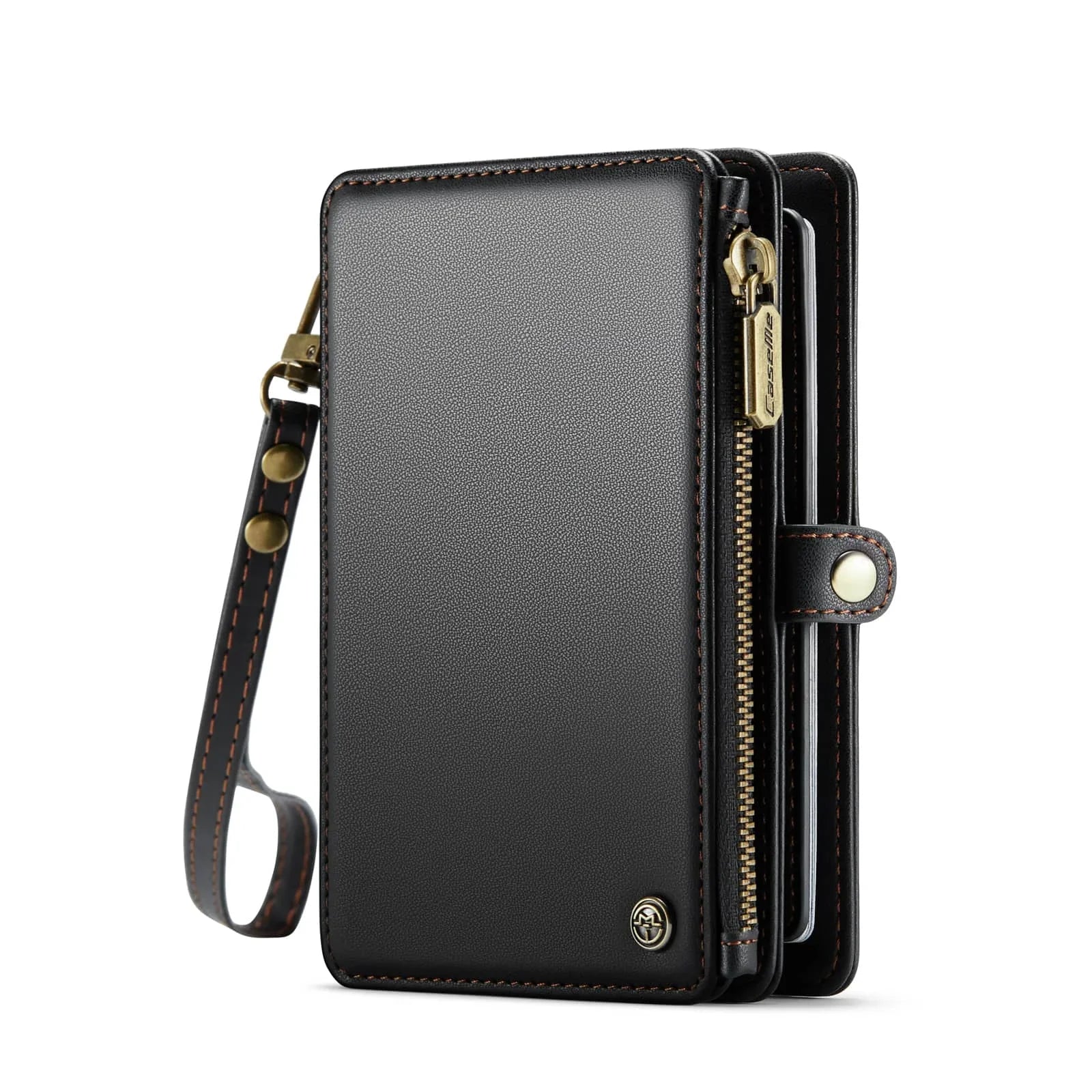 Luxury RFID Travel Passport Holder Wallet with Wrist Strap & Zipper – Secure Organizer for Men & Women (Gold)