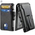 Wallet for Men, Mens Minimalist Wallet 9-13 Cards, Slim Compact Wallet with Money Clip & ID Window, RFID Blocking Smart Pop Up C