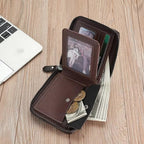 Leather RFID Zipper Wallet for Men