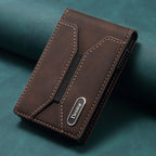 Premium Leather Pop-Up Card Wallet with RFID Protection - Automatic Card Holder