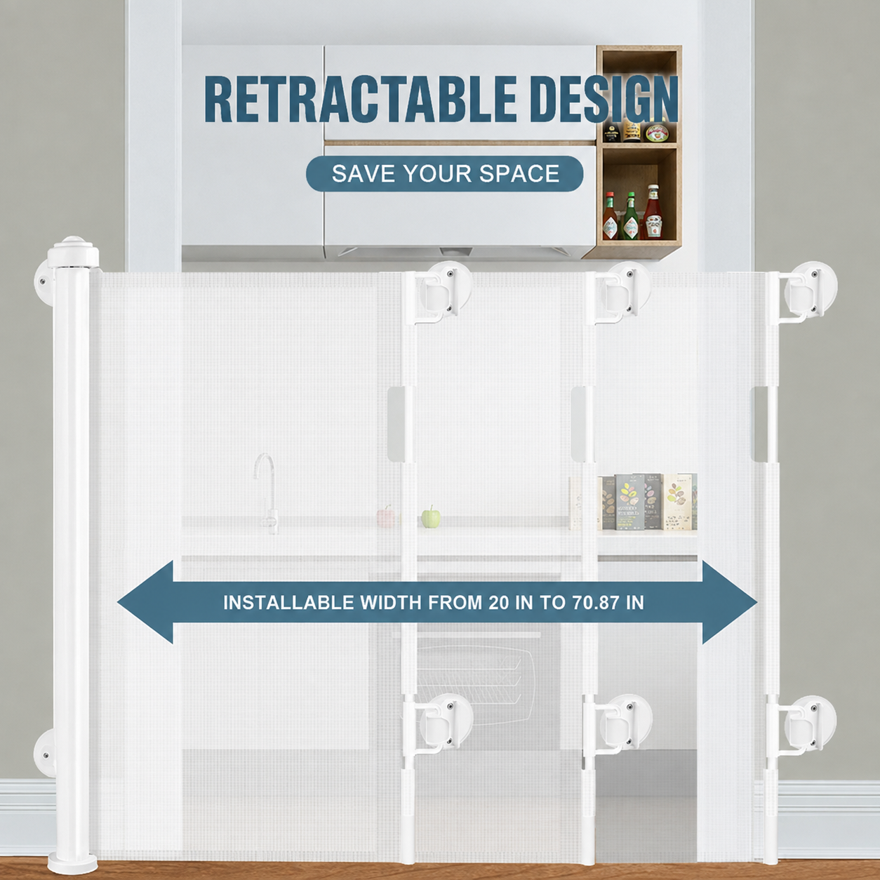 Retractable Baby &amp; Pet Safety Gate – No-Drill Mesh Gate for Stairs, Doorways &amp; Hallways