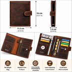 Genuine Leather RFID Passport Holder – AirTag Travel Wallet with Anti-Theft Protection