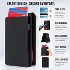 Men's Crazy Horse Leather AirTag Wallet – Slim RFID Card Holder with Magnetic Closure