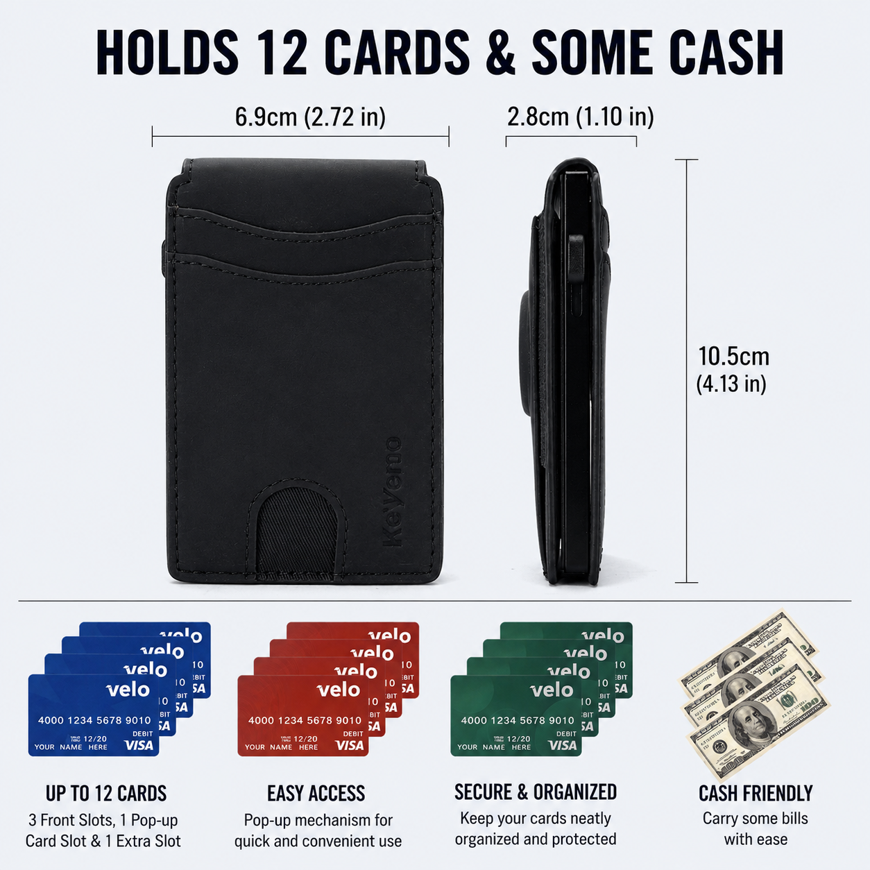Men's Crazy Horse Leather AirTag Wallet – Slim RFID Card Holder with Magnetic Closure
