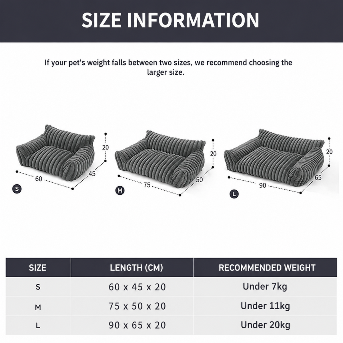 Comfortable washable pet sofa bed with cushioned fill