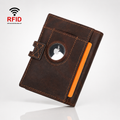 Premium RFID Blocking Men’s Wallet with AirTag Slot – Genuine Cowhide Leather Bifold Wallet with Pop-Up Card Case