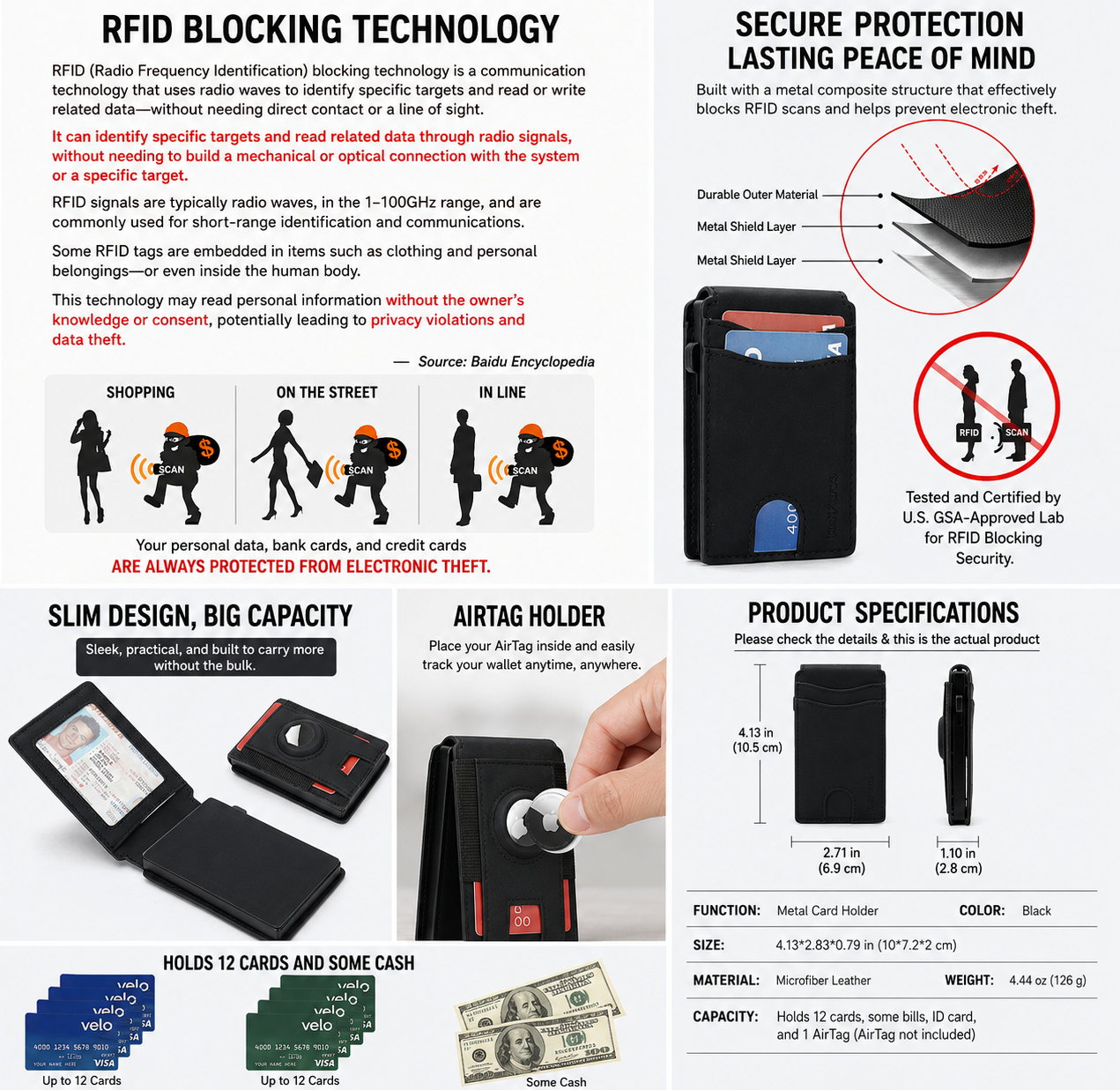 Men's Crazy Horse Leather AirTag Wallet – Slim RFID Card Holder with Magnetic Closure