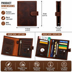 Genuine Leather RFID Passport Holder – AirTag Travel Wallet with Anti-Theft Protection