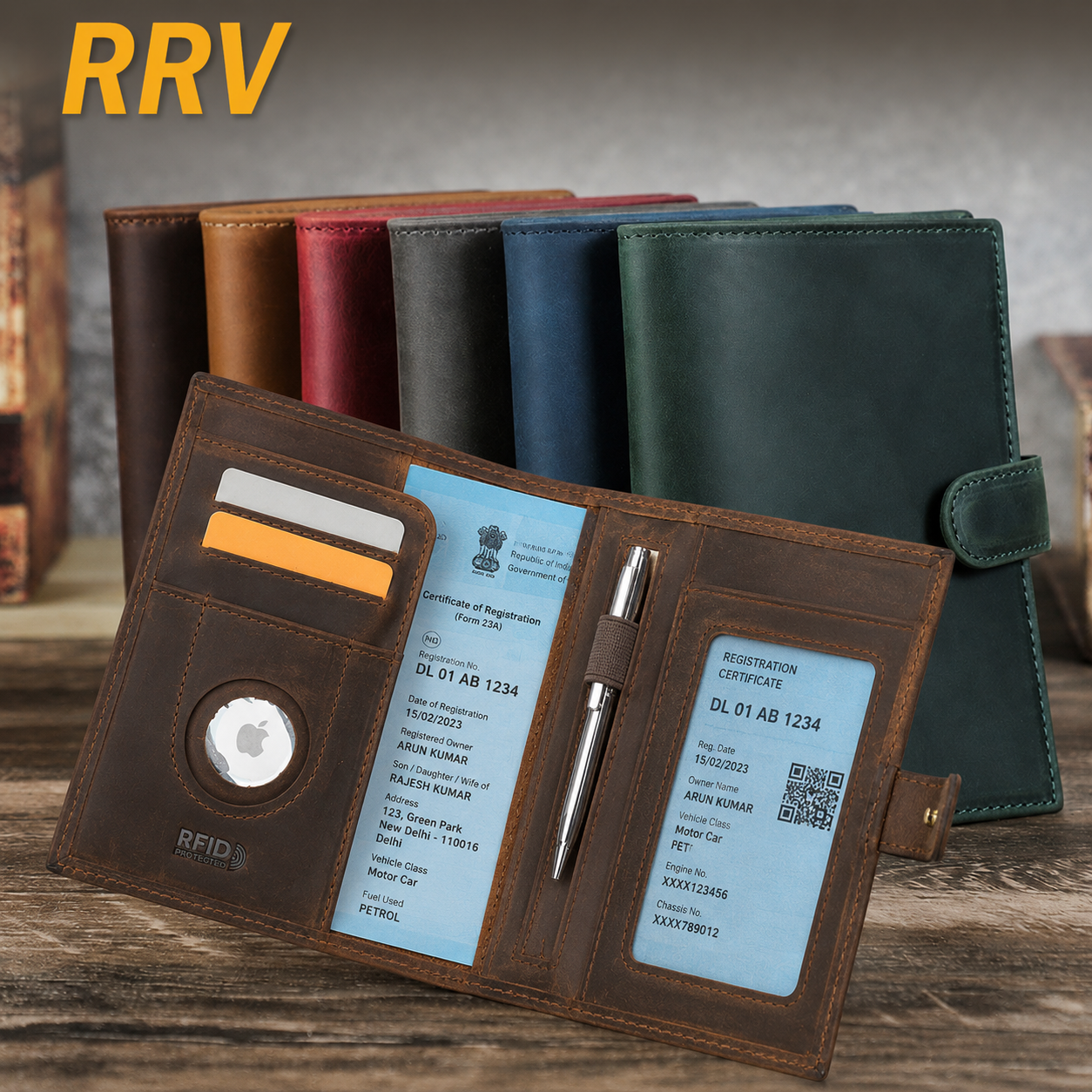 Genuine Leather RFID Passport Holder – AirTag Travel Wallet with Anti-Theft Protection