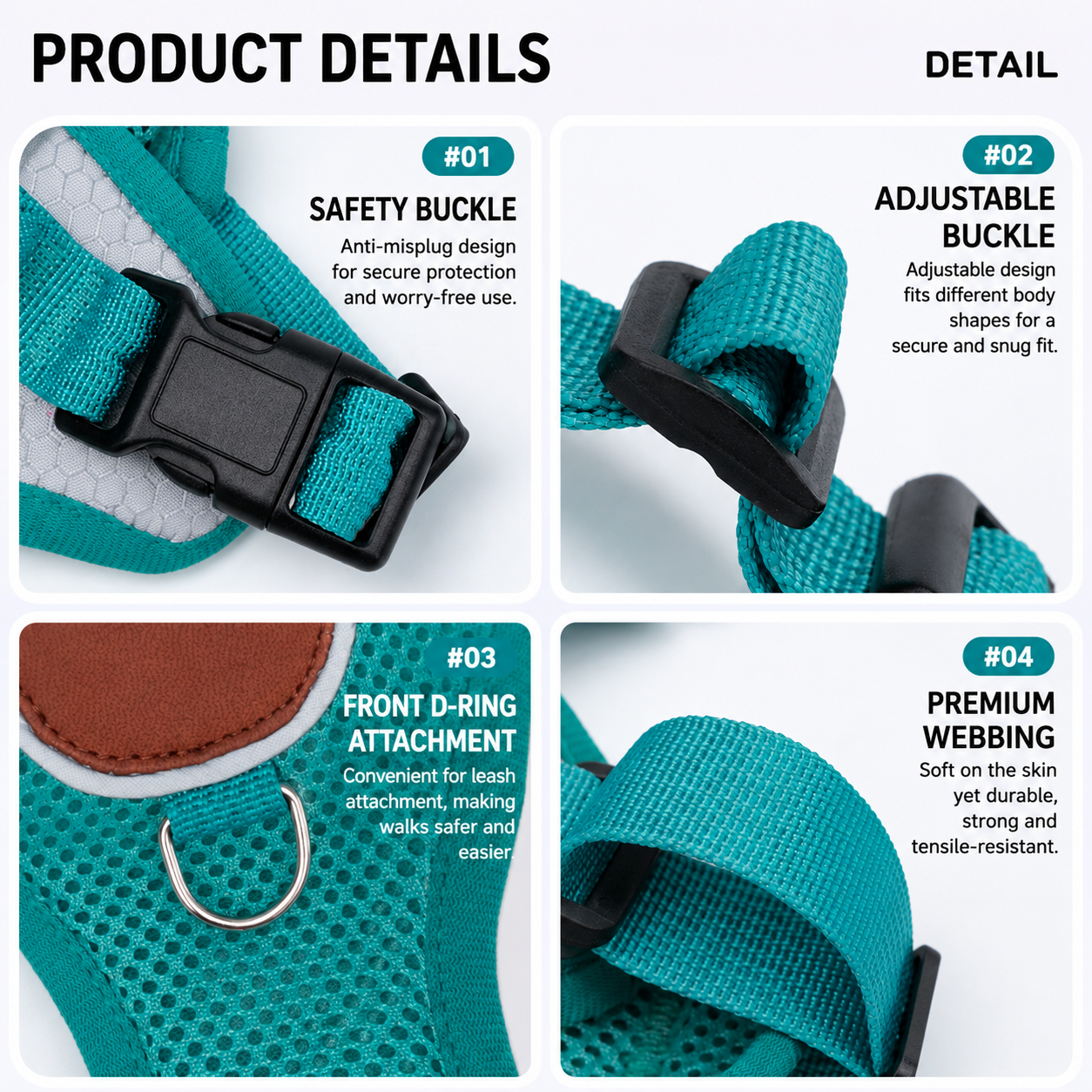 AirTag Dog Harness – Waterproof No-Pull Mesh Vest with Reflective Strips