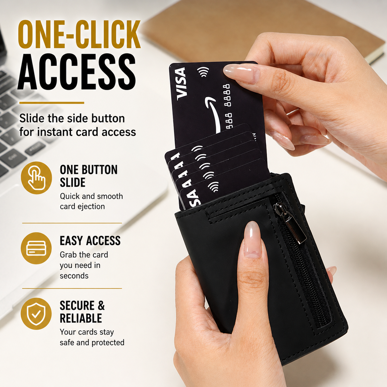 SecureVault  RFID Leather Card Holder – Slim Anti-Theft Wallet for Men & Women | Premium Minimalist Business Card Case