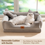 Plush bolstered dog bed in gray