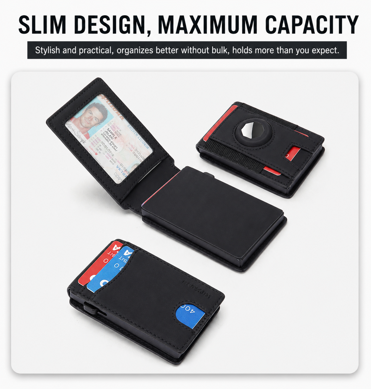 Men's Crazy Horse Leather AirTag Wallet – Slim RFID Card Holder with Magnetic Closure