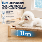 Raised Sisal Cat Bed Dog Cot – Breathable Elevated Bed with Washable Cover