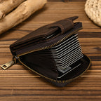Crazy Horse Leather RFID Wallet – Accordion Card Holder with Cash Compartment