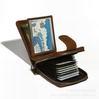 Crazy Horse Leather RFID Wallet – Accordion Card Holder with Cash Compartment