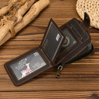 Crazy Horse Leather RFID Wallet – Accordion Card Holder with Cash Compartment