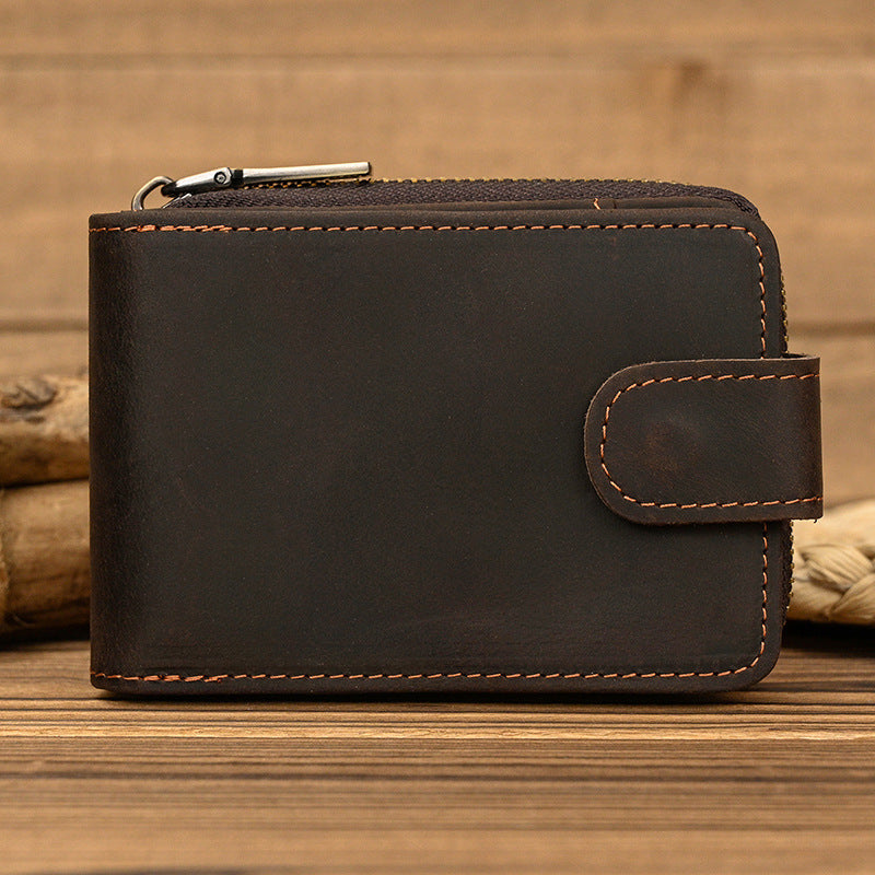 Crazy Horse Leather RFID Wallet – Accordion Card Holder with Cash Compartment
