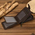 Crazy Horse Leather RFID Wallet – Accordion Card Holder with Cash Compartment