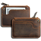 Genuine Leather RFID Wallet – Mini Coin, Card & Key Organizer