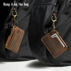 Genuine Leather RFID Wallet – Mini Coin, Card & Key Organizer