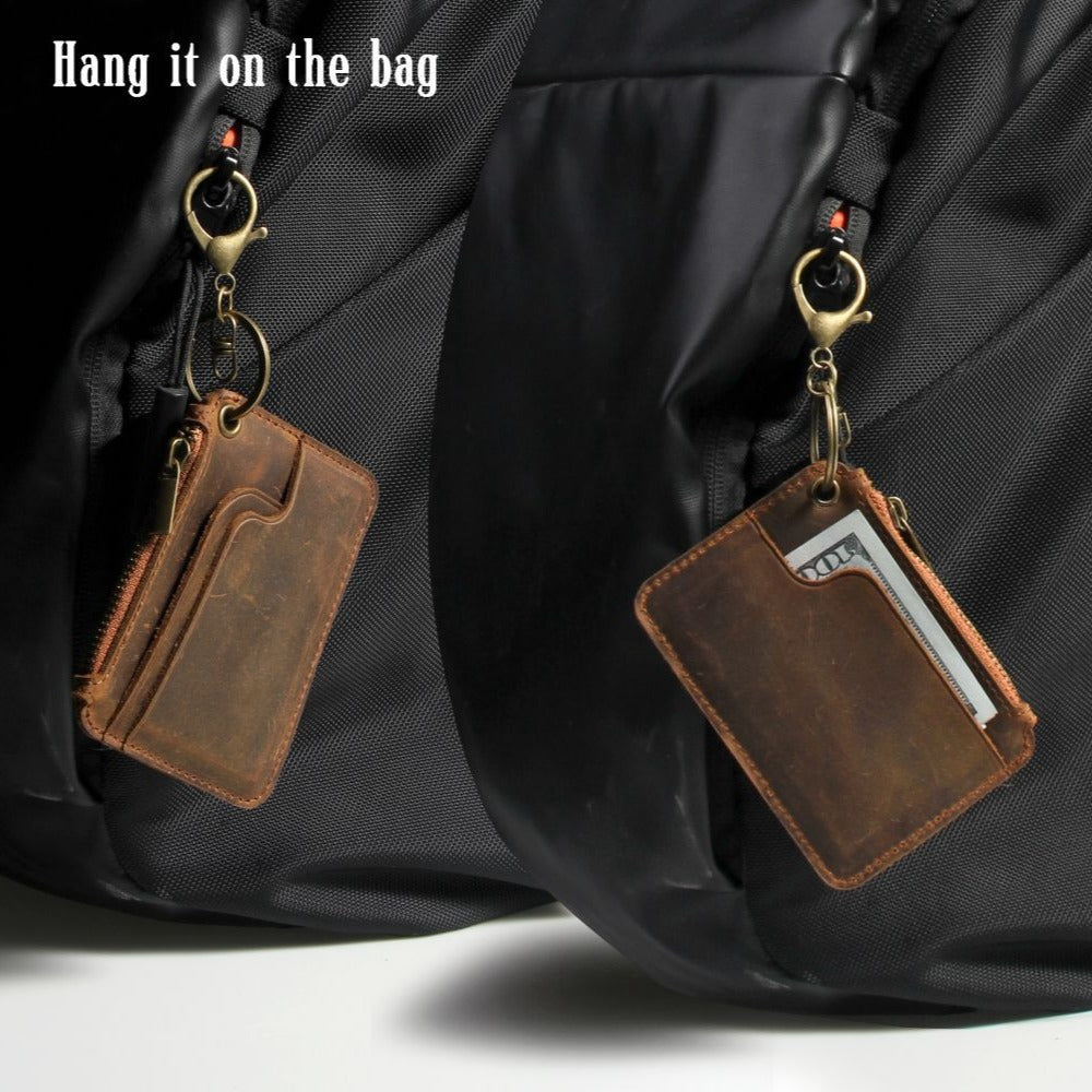 Genuine Leather RFID Wallet – Mini Coin, Card & Key Organizer