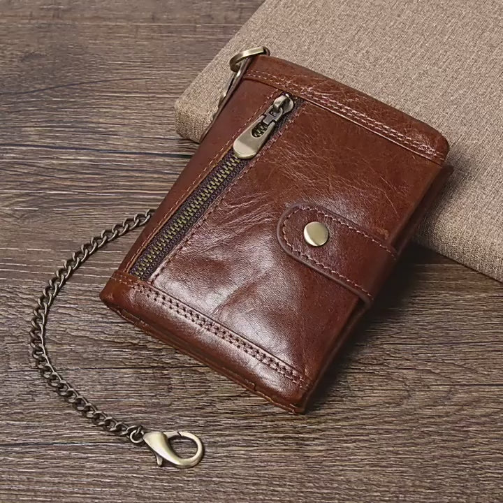Cross-border genuine leather RFID anti-theft brush wallet short new men's multi-function anti-magnetic cowhide coin purse
