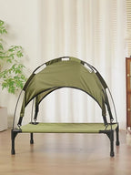 Outdoor Elevated Dog Bed with Canopy – Cooling Mesh Cot with UV Sun Shade
