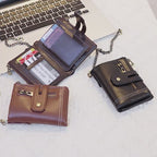 RFID Blocking Leather Wallet for Men – Double Zipper Coin Pocket, Compact Bifold Short Wallet (Anti-Theft & Secure)