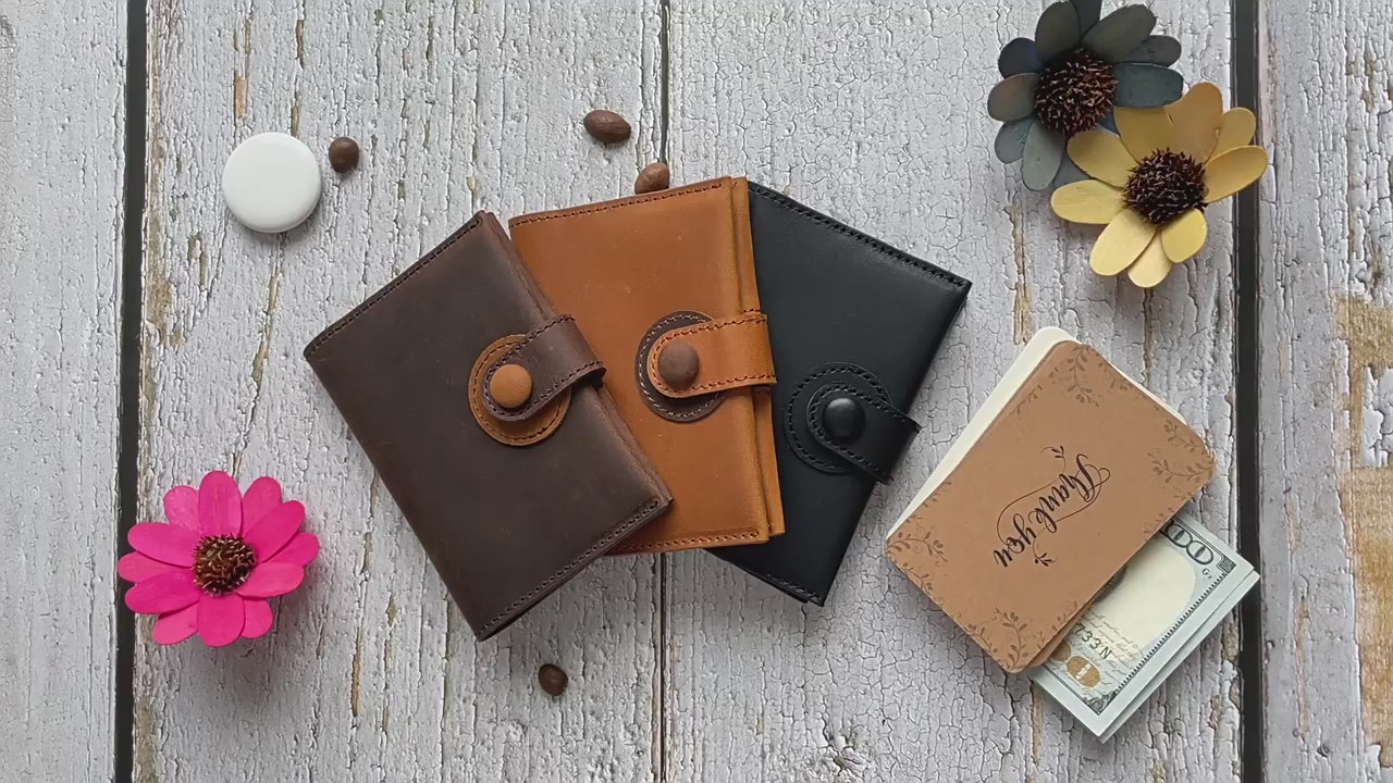 Men's Genuine Leather AirTag Wallet – RFID Blocking with ID Window & Card Storage