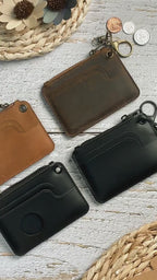 Genuine Leather RFID Wallet – Mini Coin, Card & Key Organizer