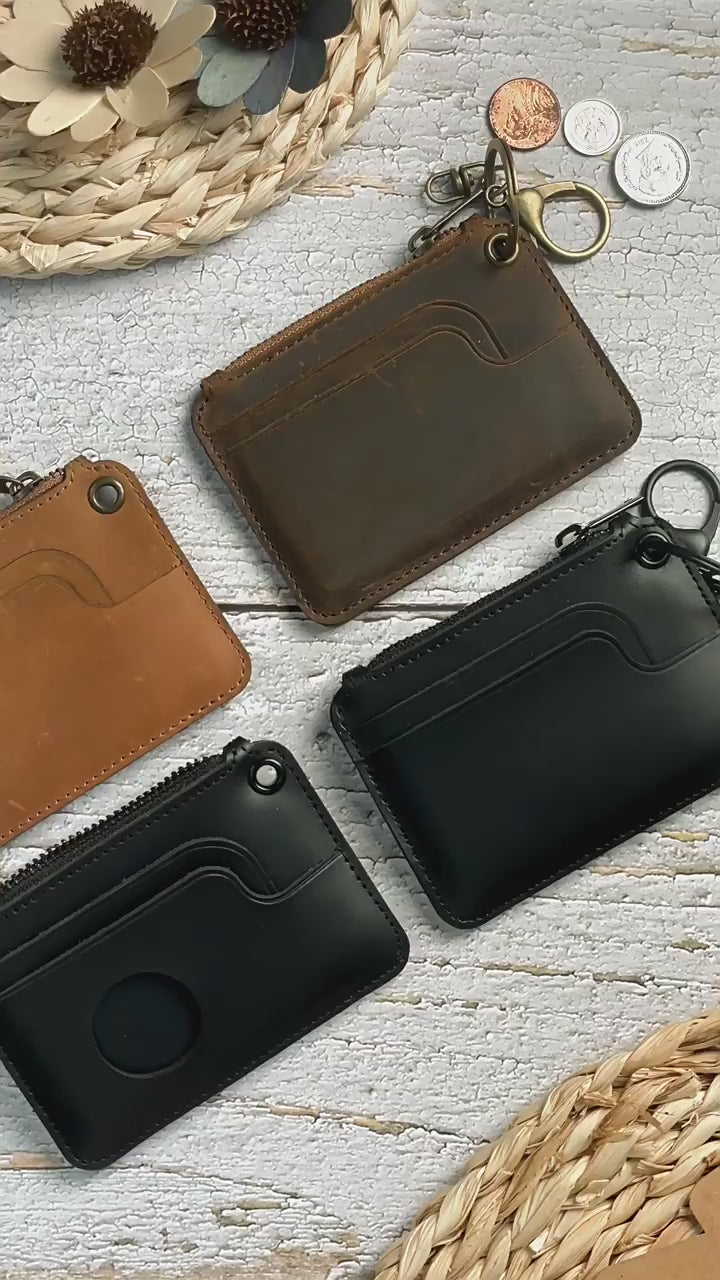 Genuine Leather RFID Wallet – Mini Coin, Card & Key Organizer