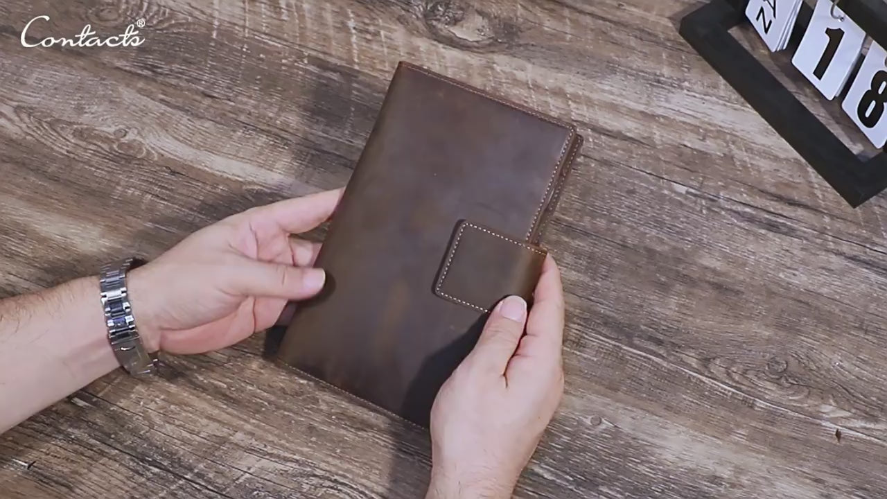 Family RFID Leather Passport Organizer with AirTag Slot – Anti-Theft Travel Wallet
