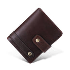 Men's Top-Grain Leather RFID Bifold Wallet – Coin Pocket & Multi-Card Holder