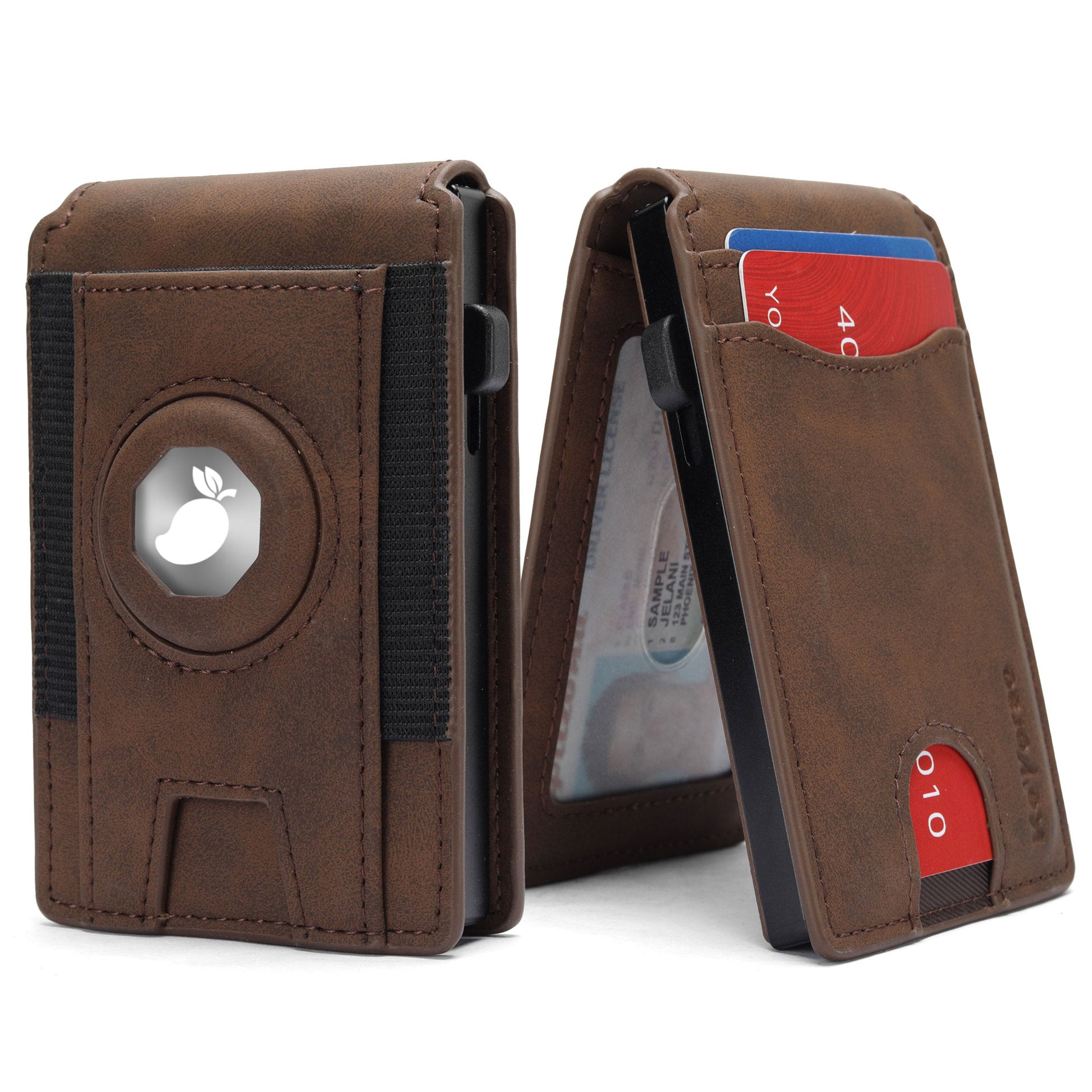 Men's Crazy Horse Leather AirTag Wallet – Slim RFID Card Holder with Magnetic Closure
