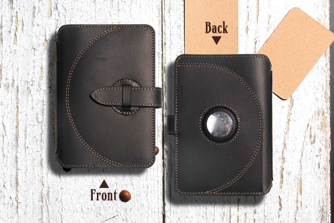 Crazy Horse Leather RFID Passport Holder with AirTag Slot – Travel Wallet Organizer