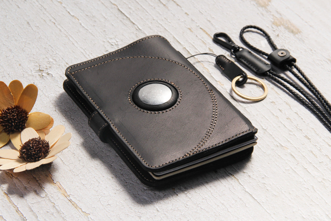 Crazy Horse Leather RFID Passport Holder with AirTag Slot – Travel Wallet Organizer