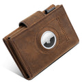 Men's Carbon Fiber & Leather AirTag Wallet – RFID Blocking with Pop-Up Card Access
