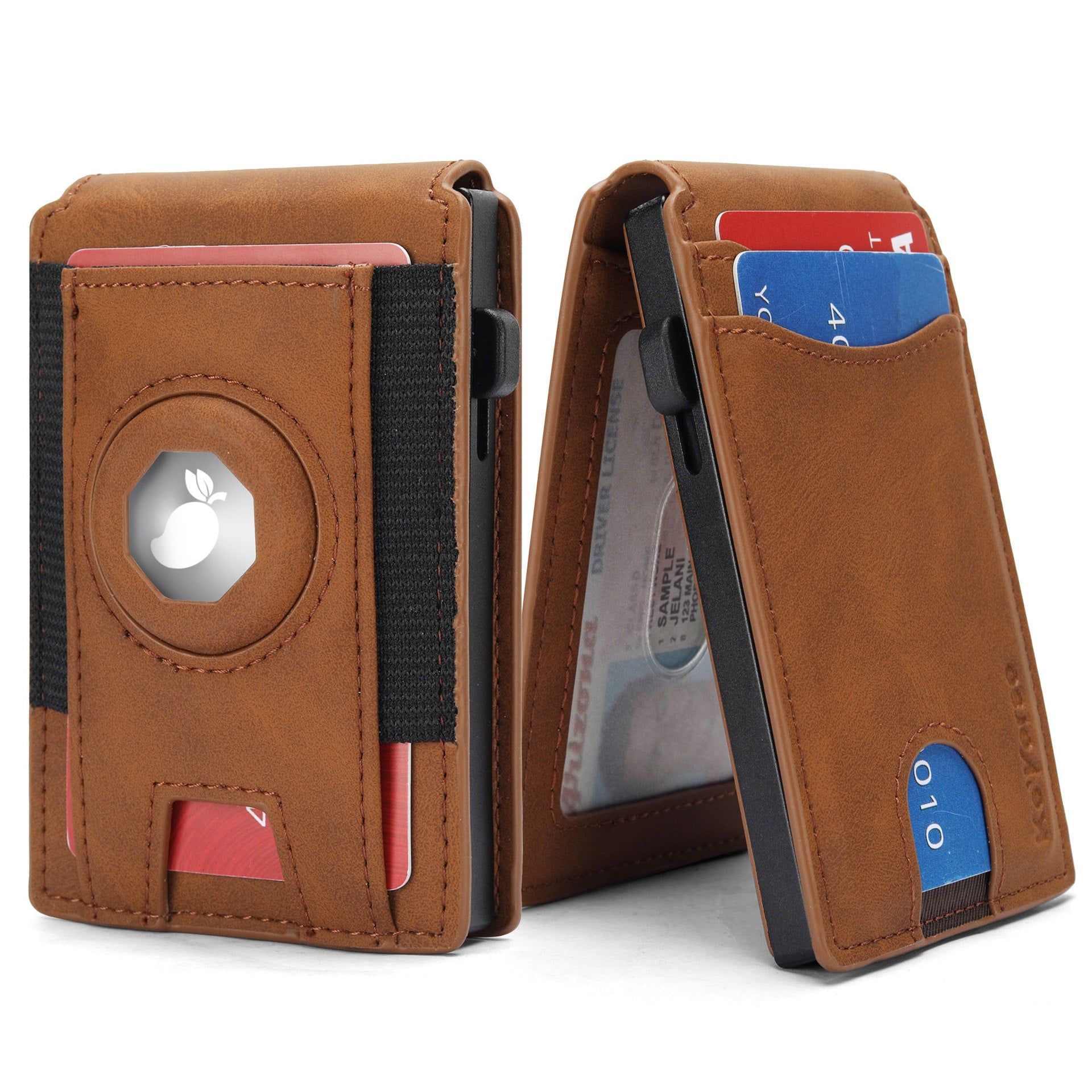 Men's Crazy Horse Leather AirTag Wallet – Slim RFID Card Holder with Magnetic Closure
