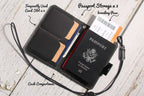 Genuine Leather Family RFID Passport Holder with AirTag Slot – Luxury Travel Document Organizer
