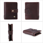 Men's Top-Grain Leather RFID Bifold Wallet – Coin Pocket & Multi-Card Holder