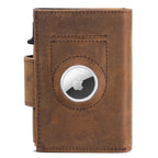 Men's Carbon Fiber & Leather AirTag Wallet – RFID Blocking with Pop-Up Card Access