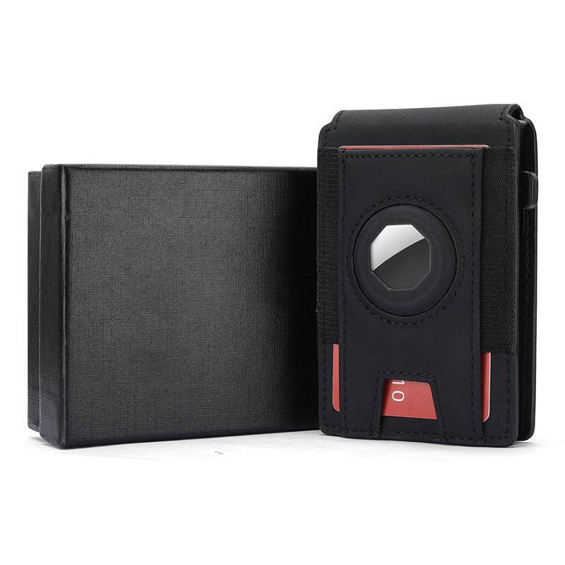 Men's Crazy Horse Leather AirTag Wallet – Slim RFID Card Holder with Magnetic Closure