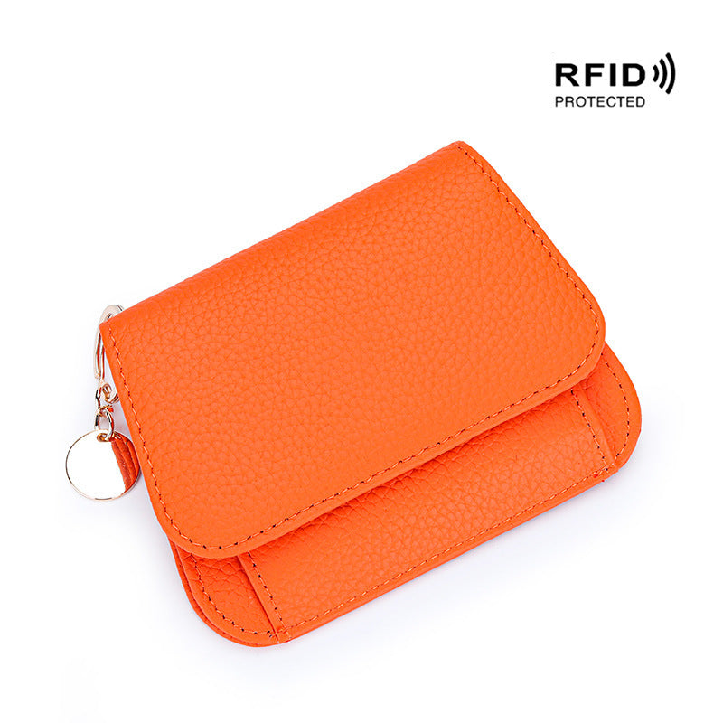Genuine Leather RFID Women's Wallet – Slim Card Holder with Zip Coin Pocket