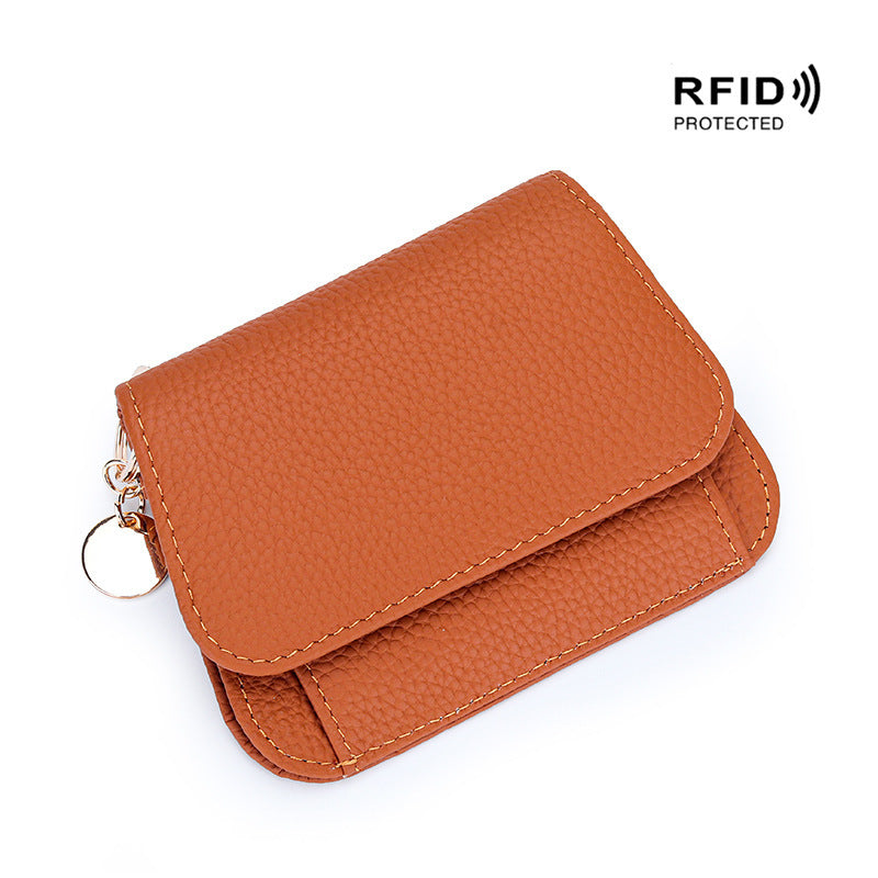 Genuine Leather RFID Women's Wallet – Slim Card Holder with Zip Coin Pocket