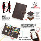 Genuine Leather RFID Passport Holder – AirTag Travel Wallet with Anti-Theft Protection