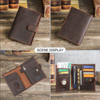 Genuine Leather RFID Passport Holder – AirTag Travel Wallet with Anti-Theft Protection
