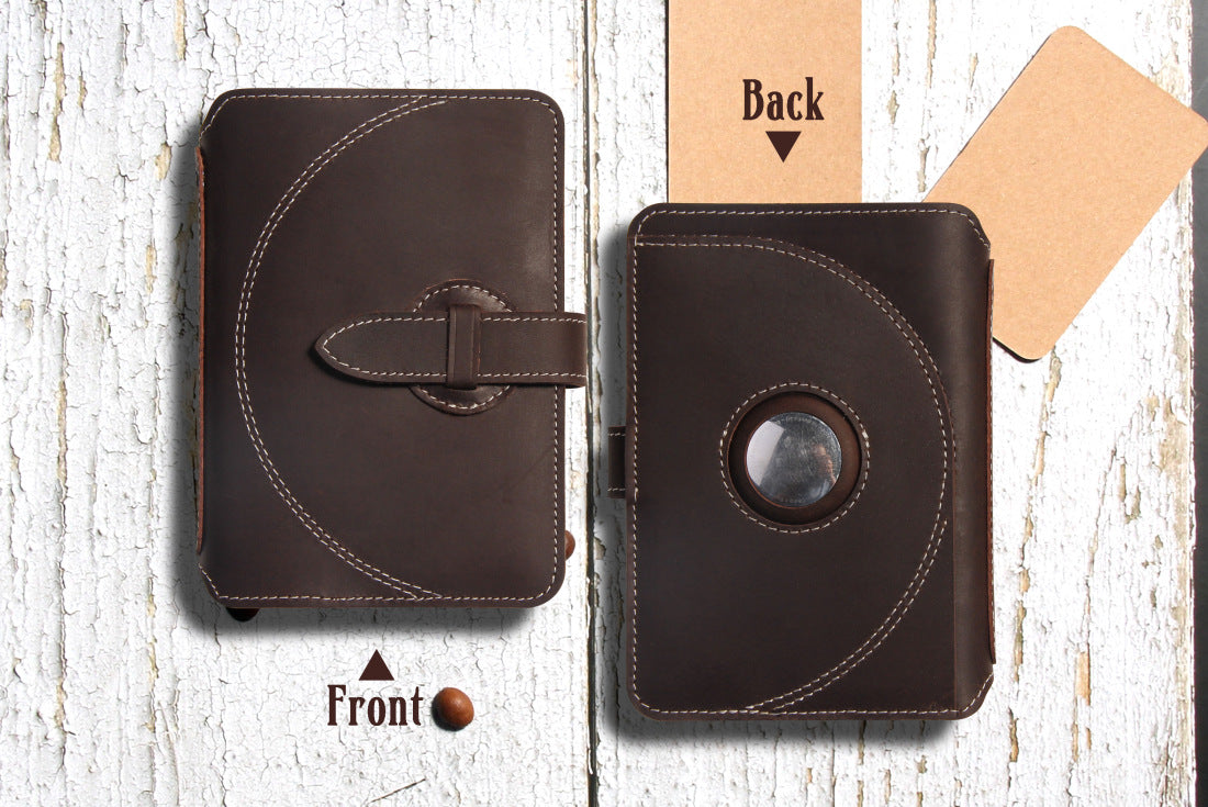 Crazy Horse Leather RFID Passport Holder with AirTag Slot – Travel Wallet Organizer
