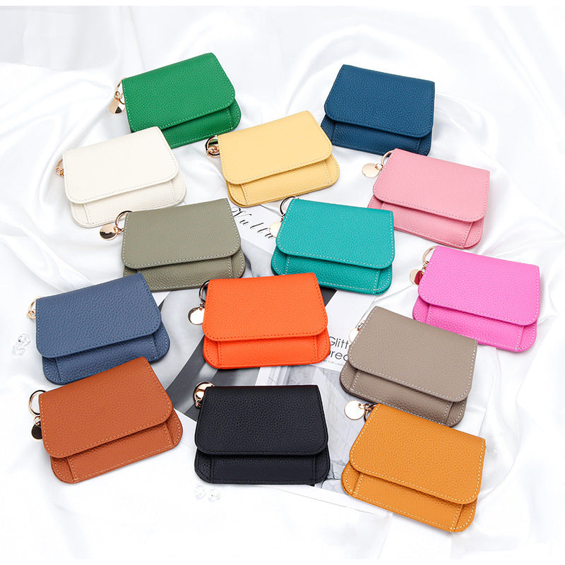 Genuine Leather RFID Women's Wallet – Slim Card Holder with Zip Coin Pocket